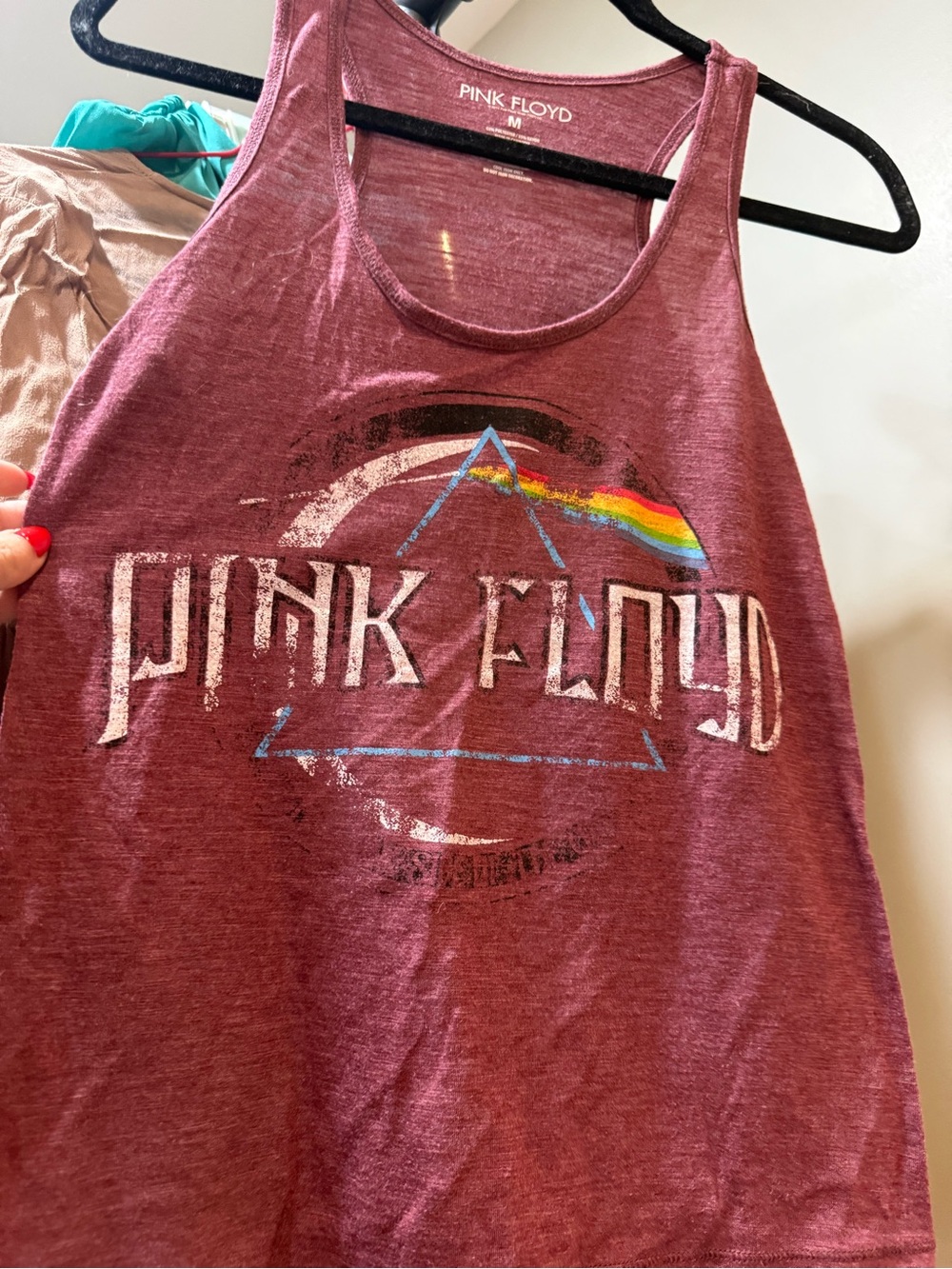 Pink Floyd Maroon Graphic Tank with Rainbow Prism